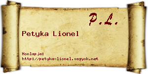 Petyka Lionel névjegykártya